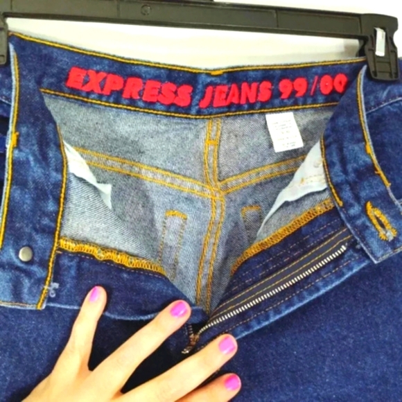 Vintage Express Jeans Y2K 99/00 Red Embroidery 100% Cotton Made in USA 9/10 - Picture 11 of 14